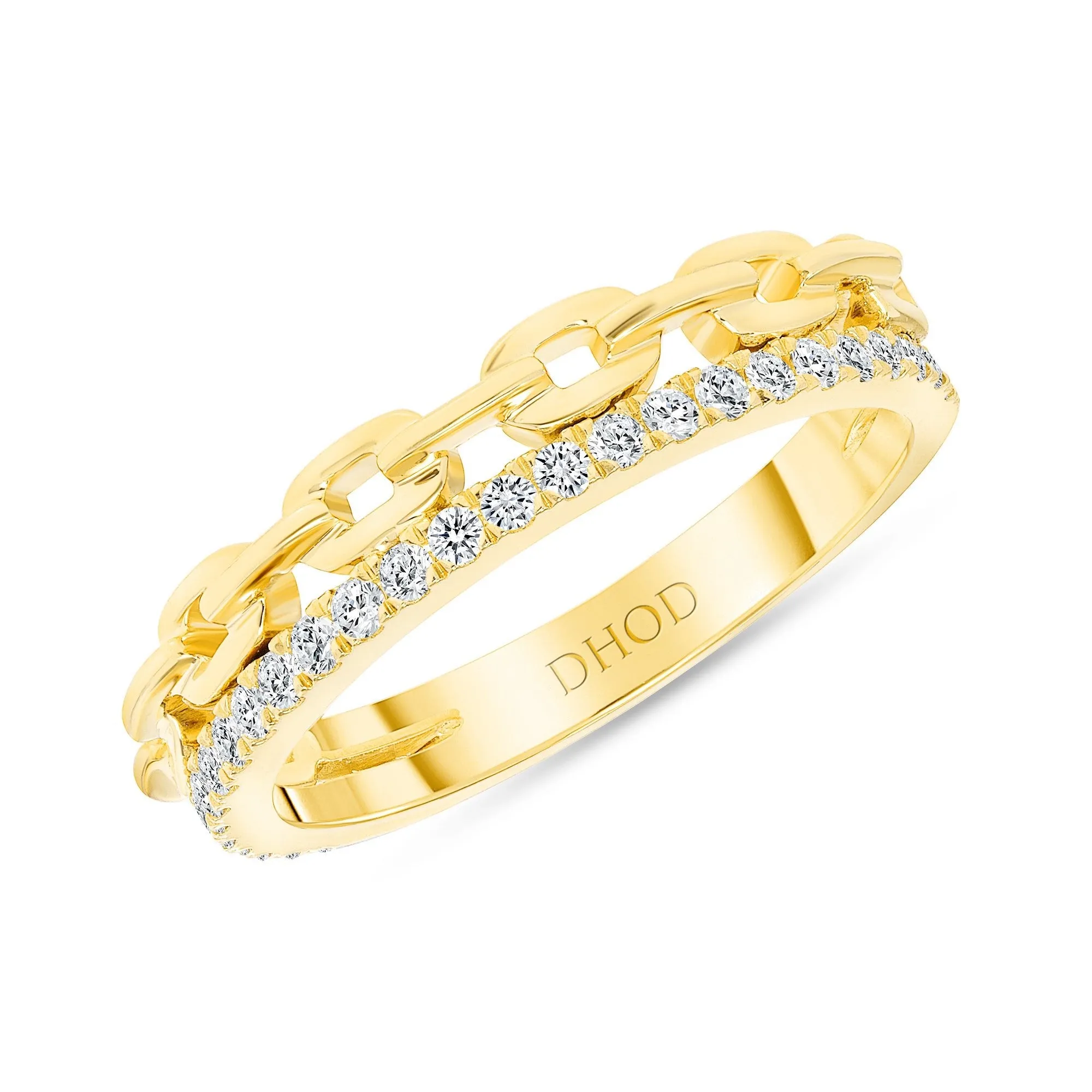 14K Gold Link Diamond Band