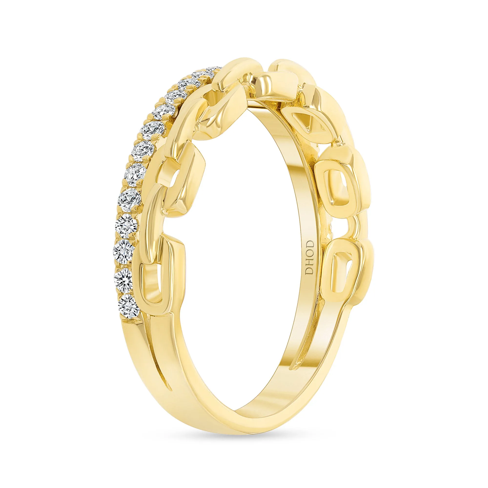 14K Gold Link Diamond Band