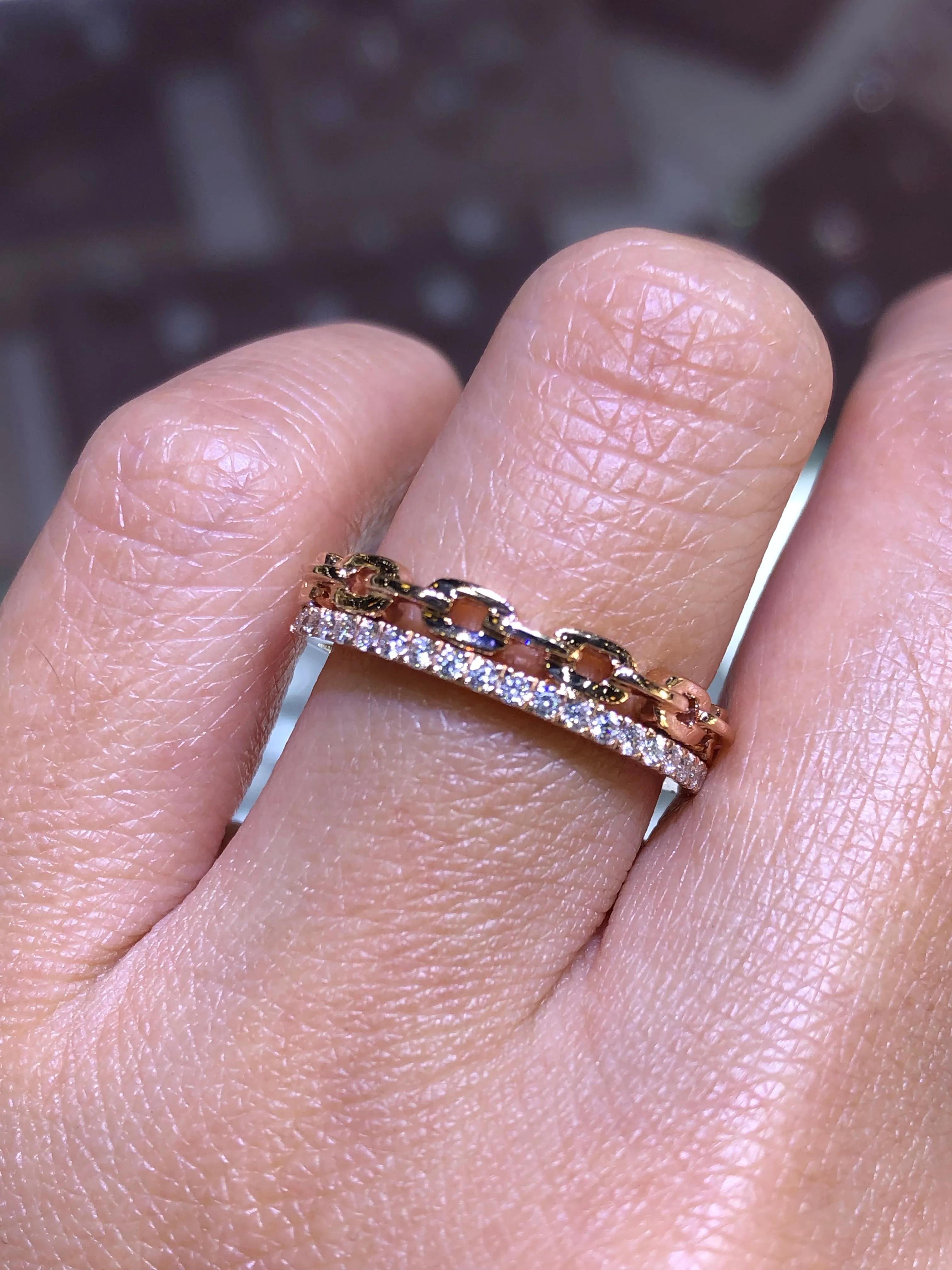 14K Gold Link Diamond Band