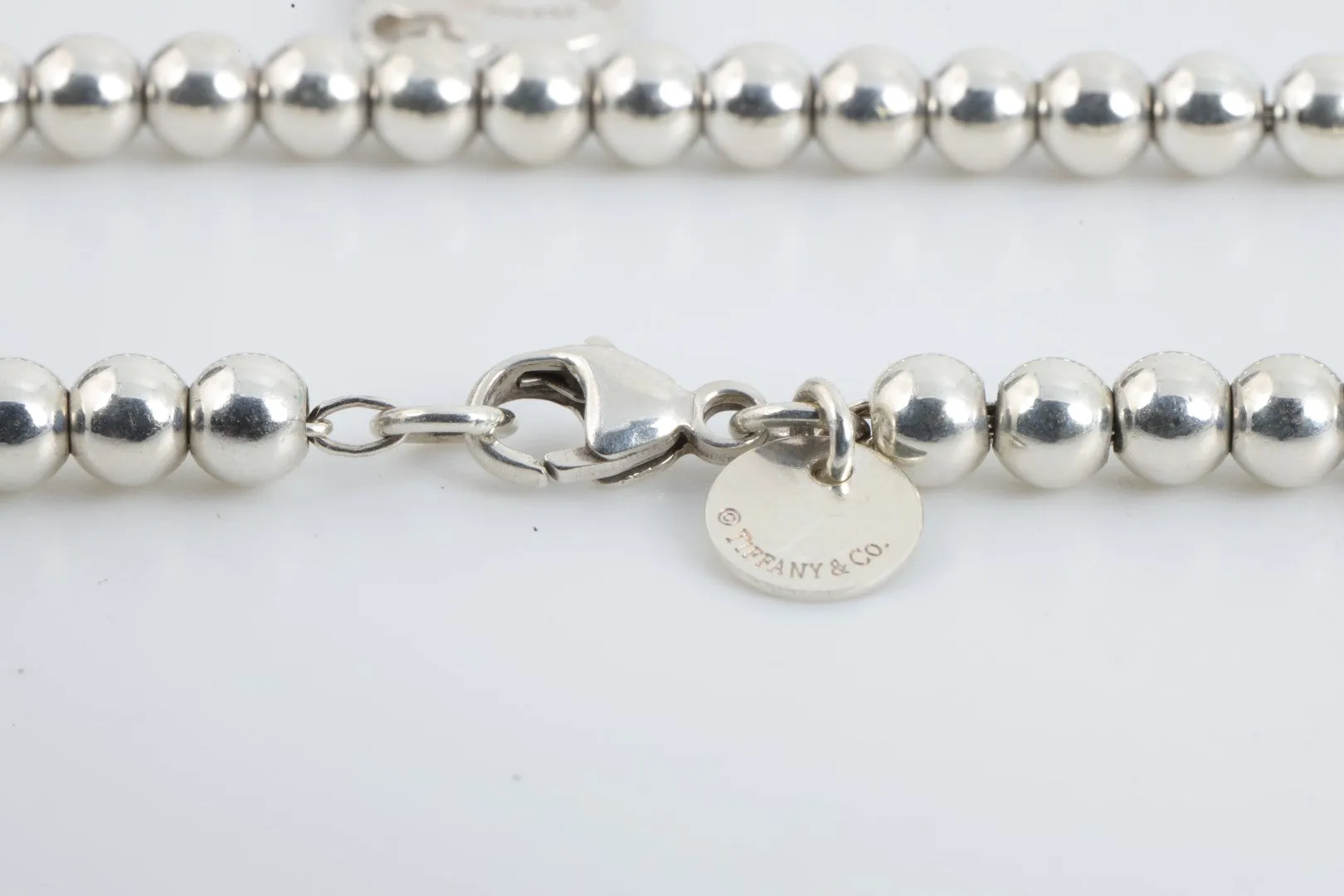 6.5" Tiffany & Co. 925 Silver Diamond Return to Tiffany Bead Bracelet (5.62g.)