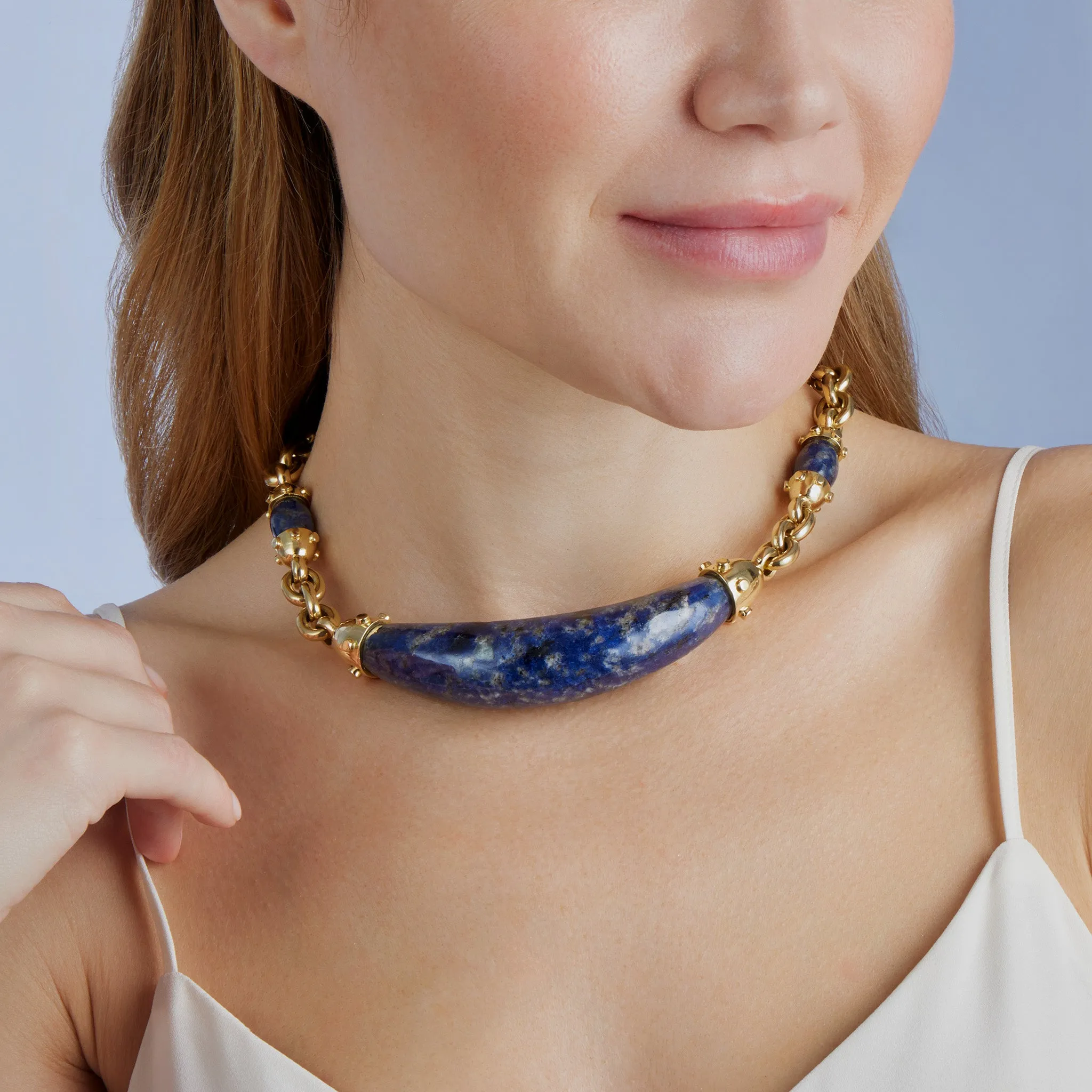 Aldo Cipullo for Cartier 18K Gold and Sodalite "Rounds" Necklace