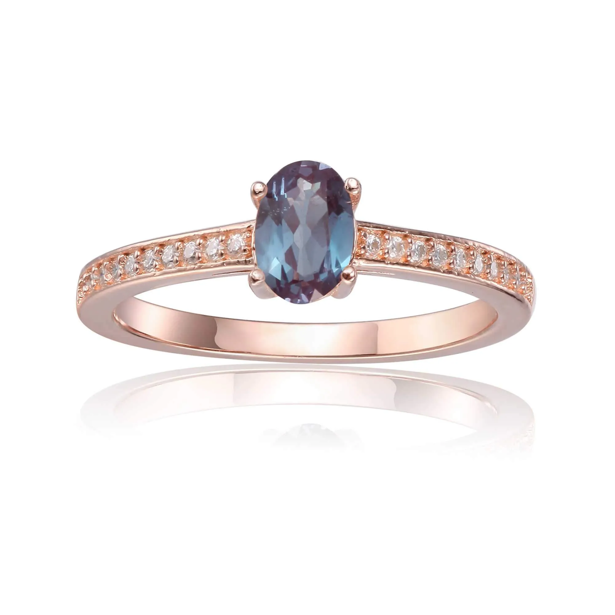 Alexandrite Solitaire Ring with Accents