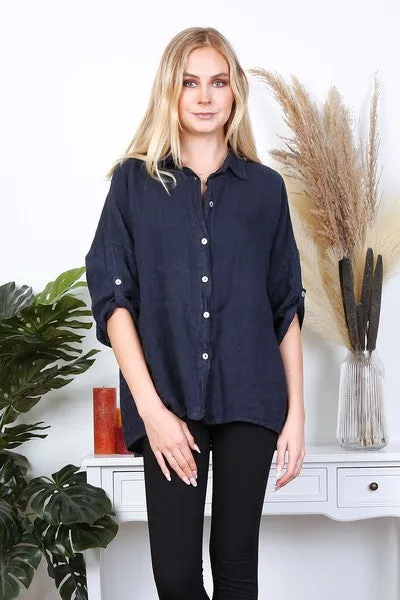 Anne   Kate Italian Trapani Linen Button Shirt