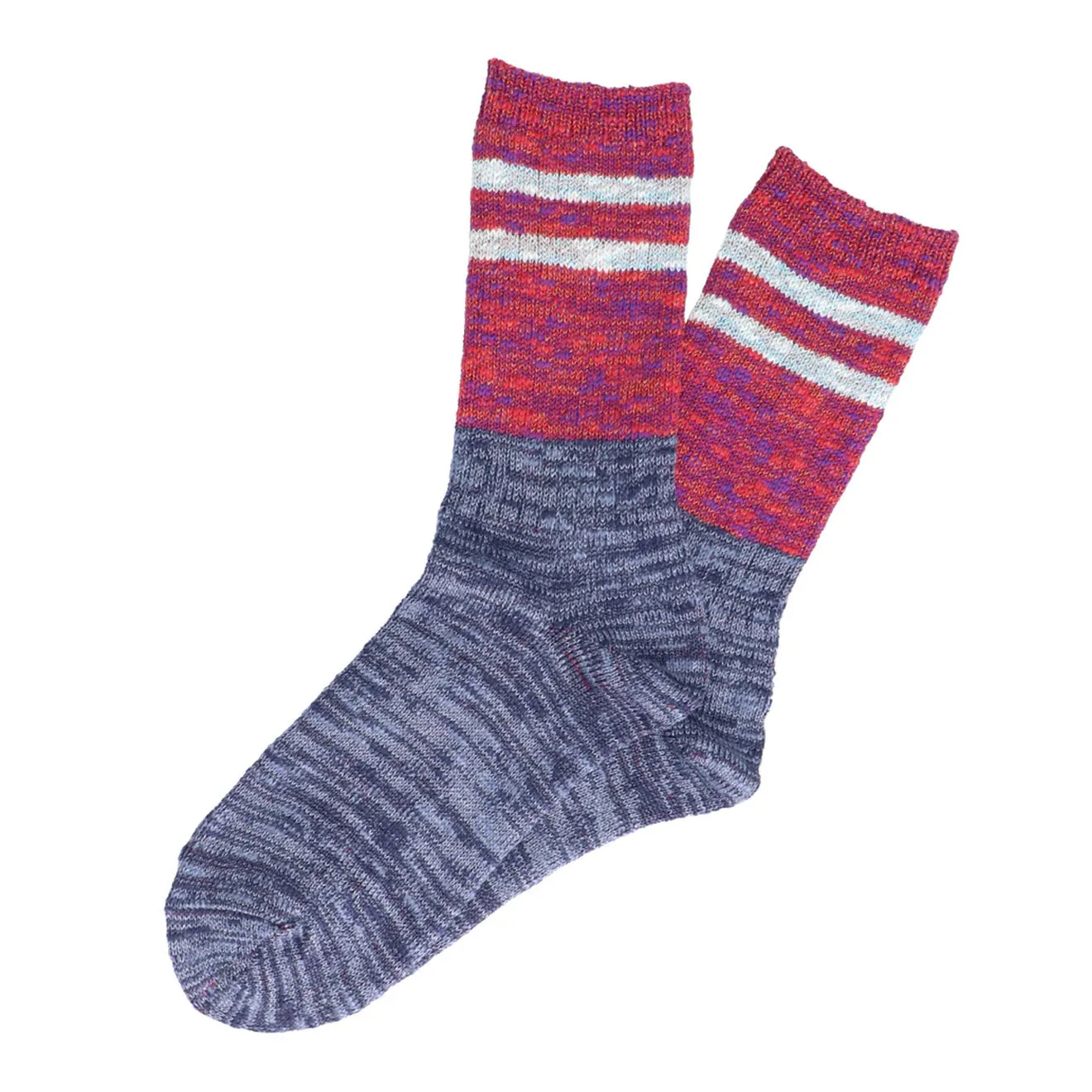 Anonymous Ism Slub Stripes Sock Crew Red