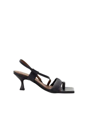 ASYMMETRIC STRAPS BLACK SANDALS