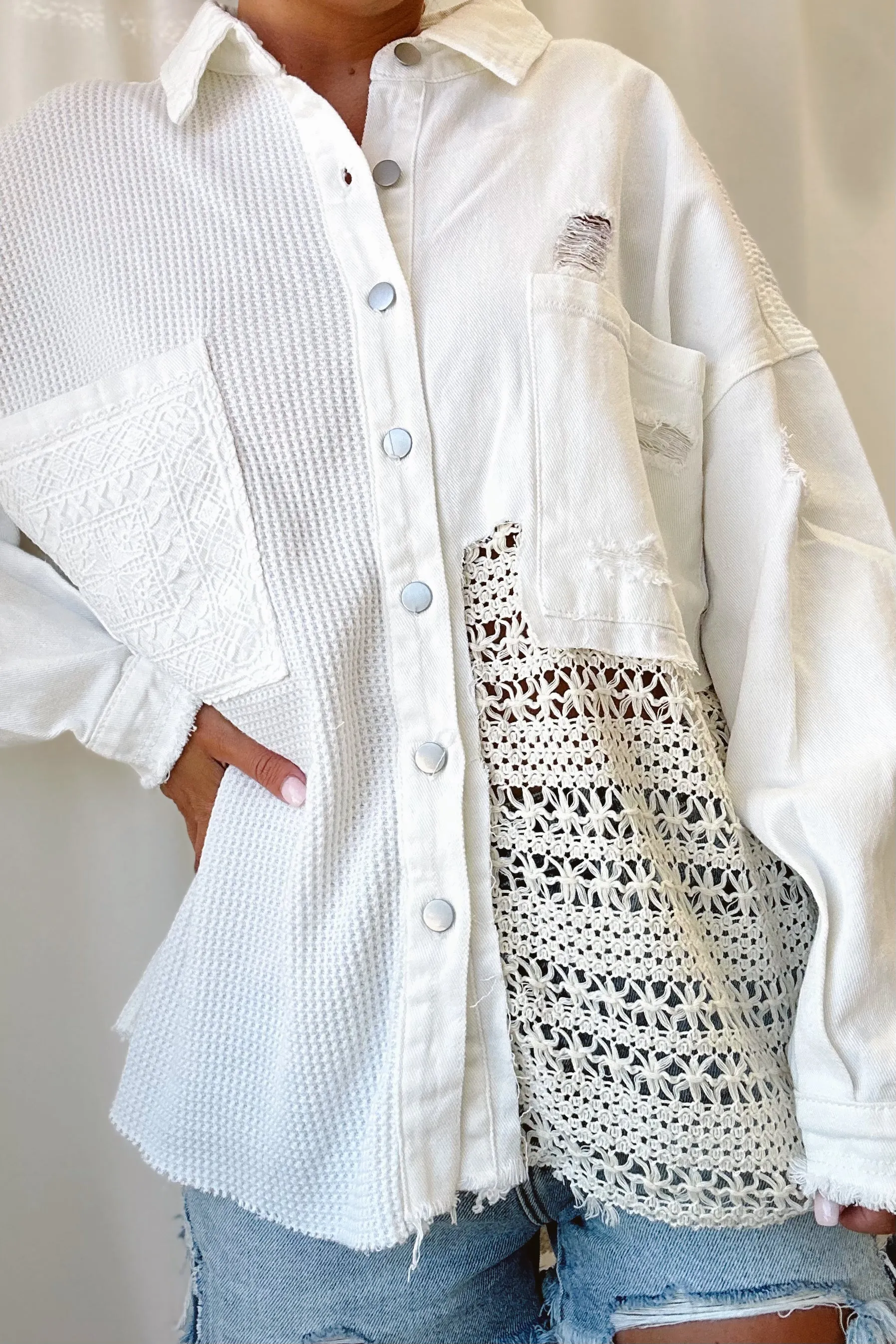 Beach Bonfire Shacket Ivory- FINAL SALE