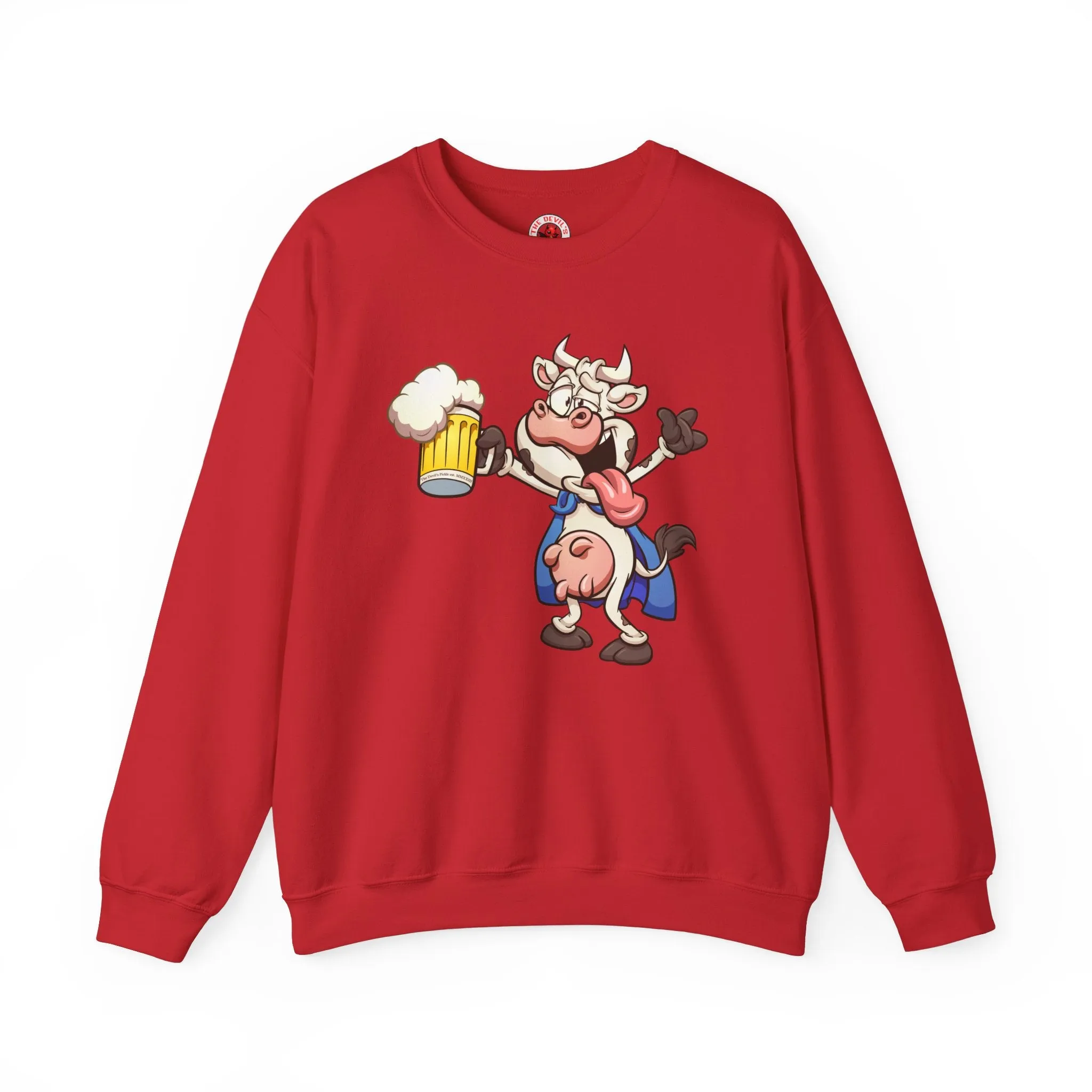 Beer Drinking Cow Crewneck Sweatshirt