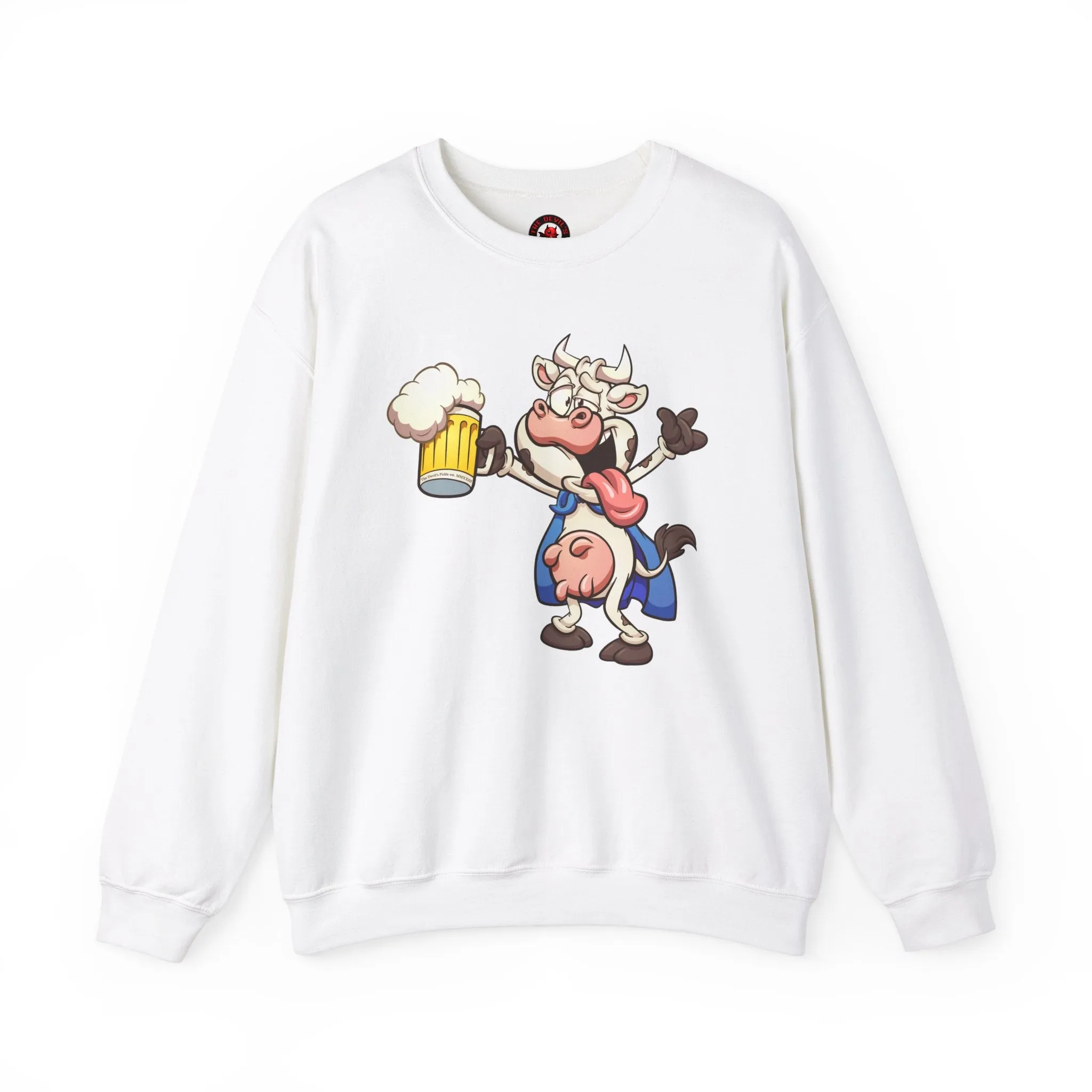 Beer Drinking Cow Crewneck Sweatshirt