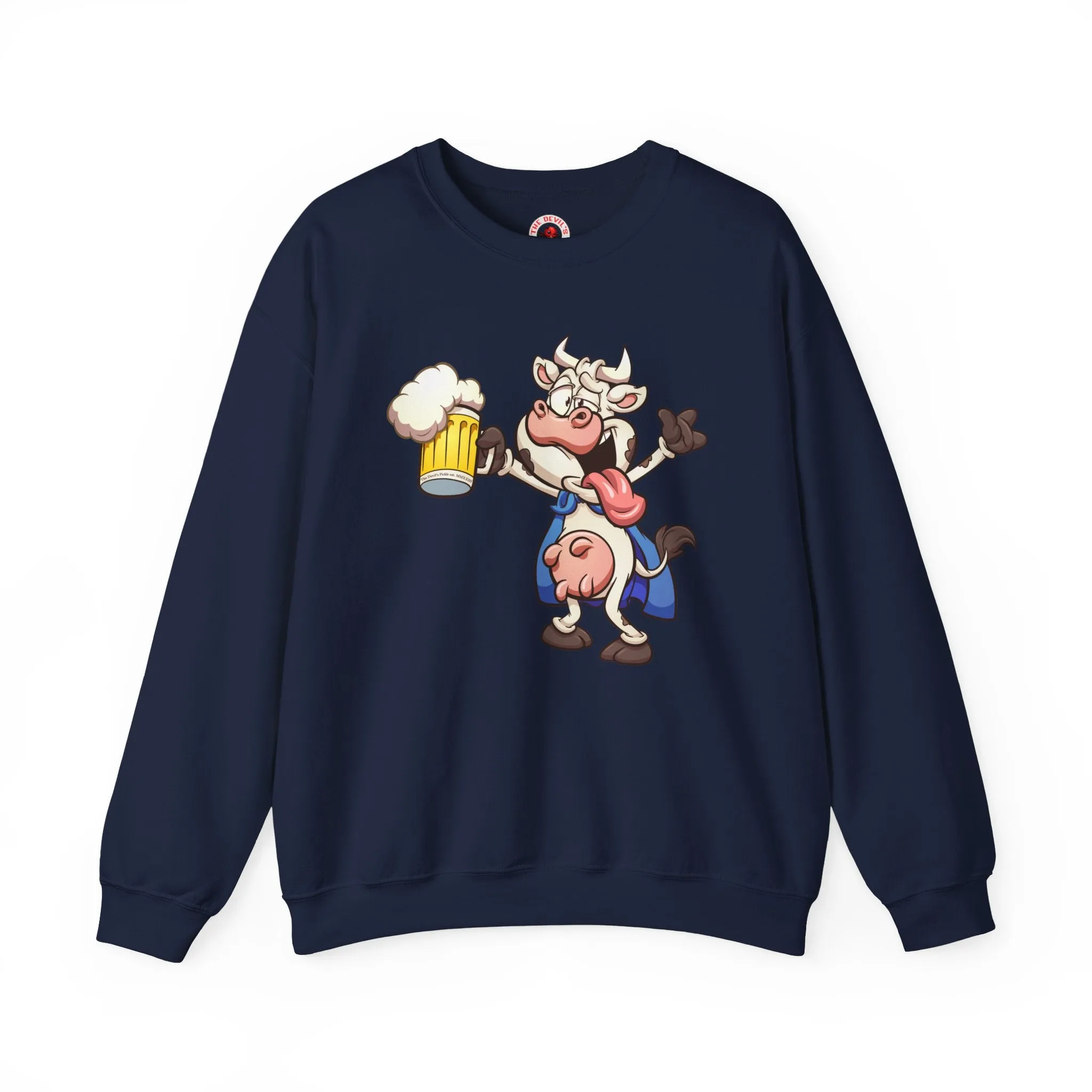 Beer Drinking Cow Crewneck Sweatshirt