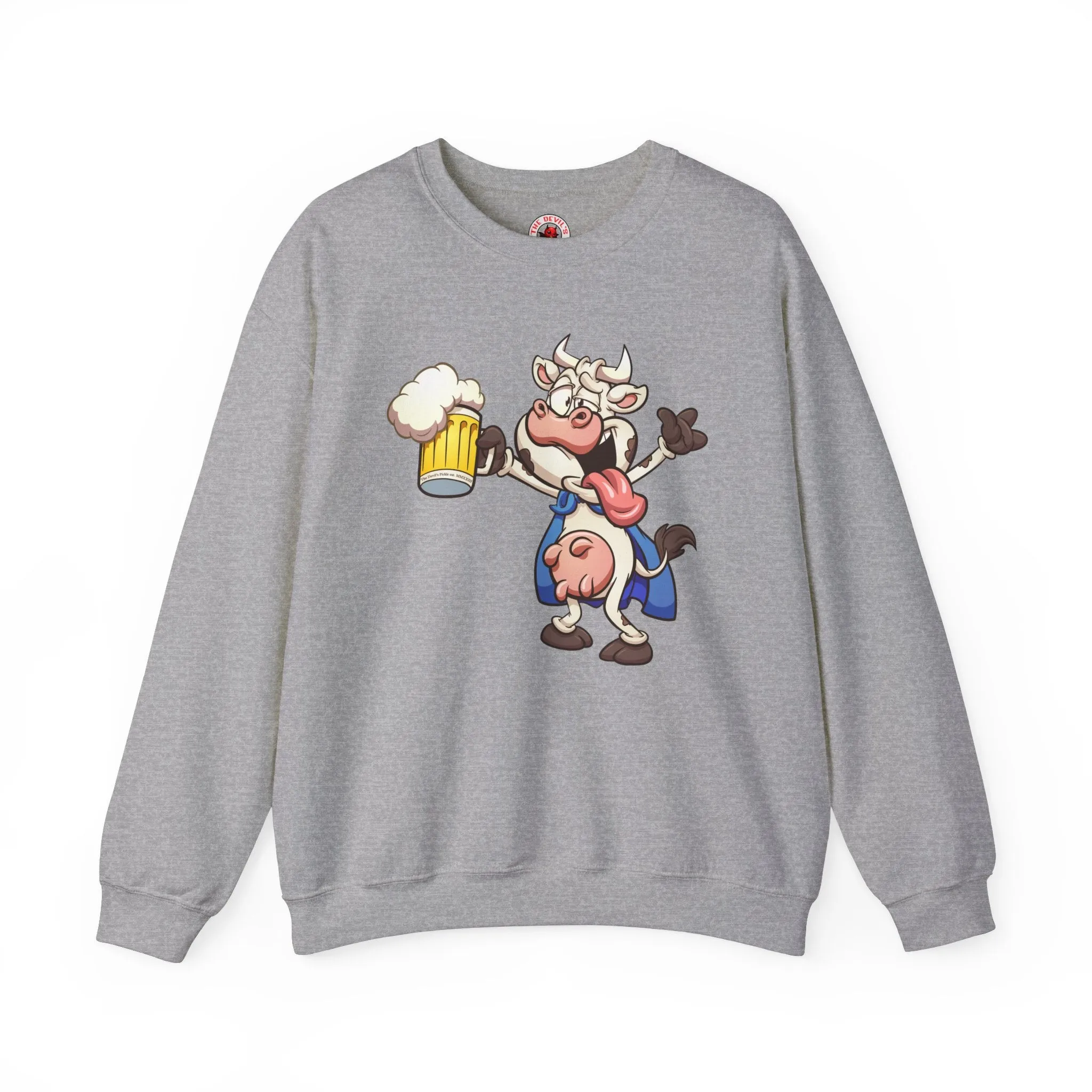 Beer Drinking Cow Crewneck Sweatshirt