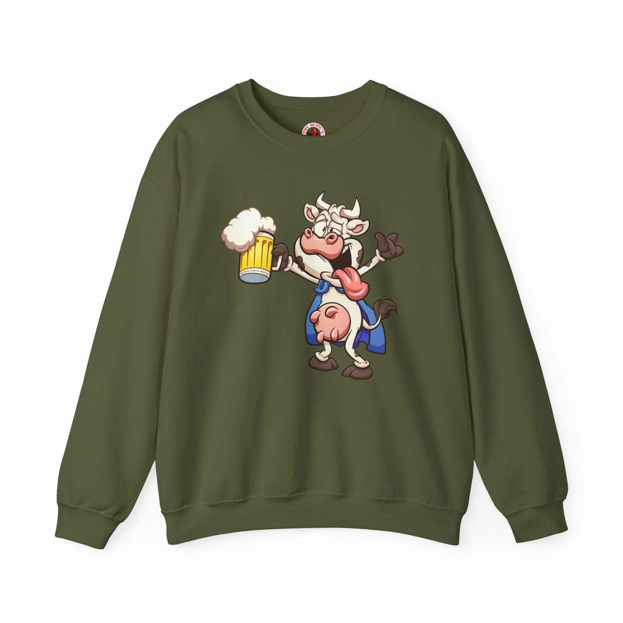 Beer Drinking Cow Crewneck Sweatshirt