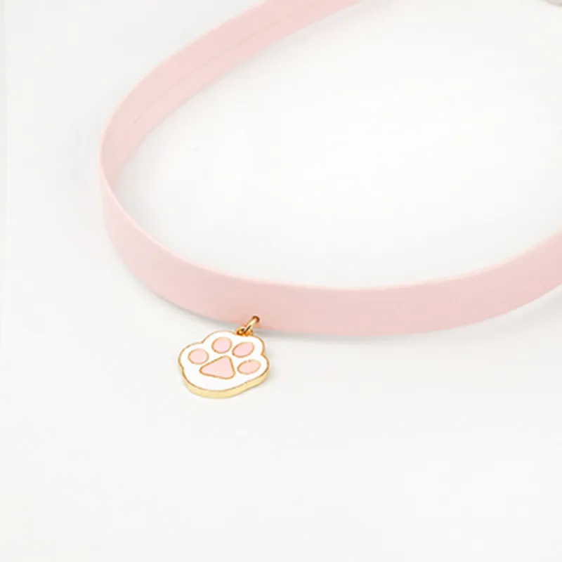 Cute Pink Cat Paw Necklace AD12137