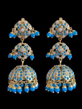 DER393 Hina jhumka ( turquoise )  ( SHIPS IN 4 WEEKS )