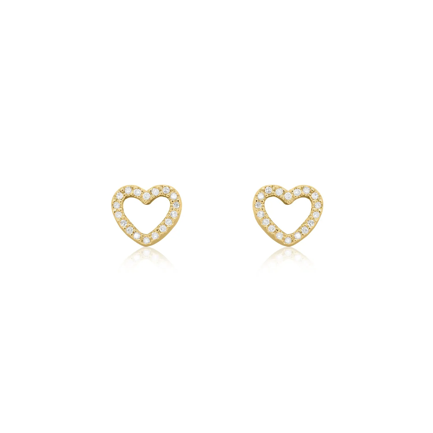 Diamond Cut Out Heart Stud Earrings