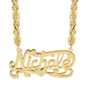 Double Plated Name Necklace Nichole w/  Diamond-cut and Xoxo chain