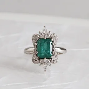 Eleanor Emerald Diamond Ring in Platinum