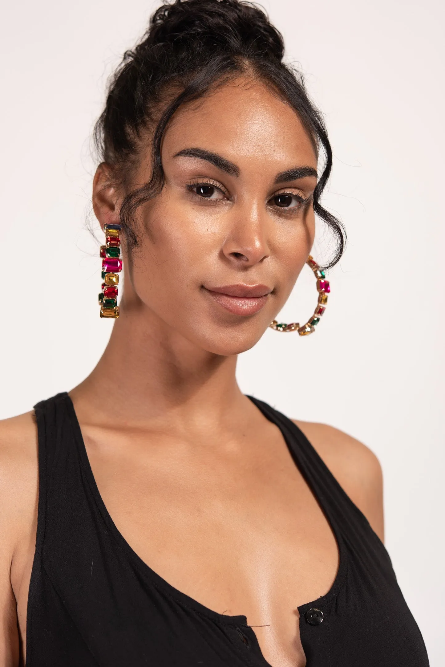 Eliana Large Stone Hoops