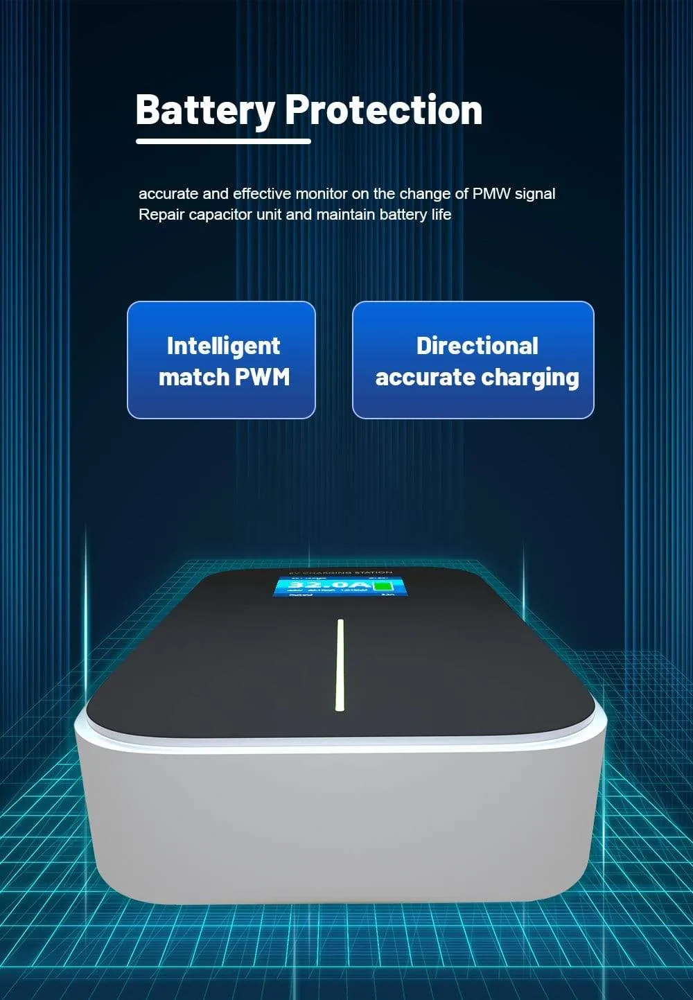 EV Charger 32A 1 Phase 7.2KW Wallmount Electric Vehicle Charging Station EVSE Wallbox with Type 2 Plug IEC 62196-2 Free Hook