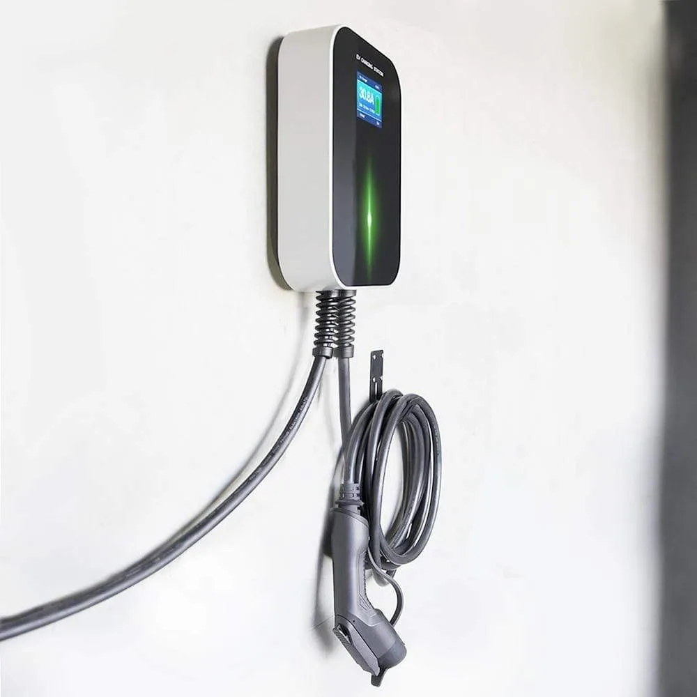 EV Charger 32A 1 Phase 7.2KW Wallmount Electric Vehicle Charging Station EVSE Wallbox with Type 2 Plug IEC 62196-2 Free Hook