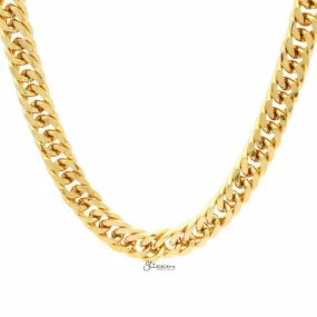 Gold I.P Stainless Steel Curb Link Chain Necklace - 12mm Width