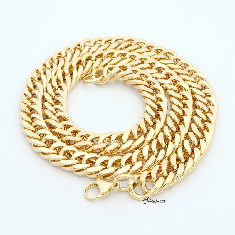 Gold I.P Stainless Steel Curb Link Chain Necklace - 12mm Width