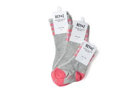 Heather Grey & Pink Stripe Socks