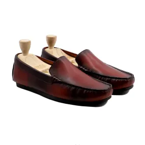 Herty - Men's Burnish Oxblood Calf Leather Driver Shoe