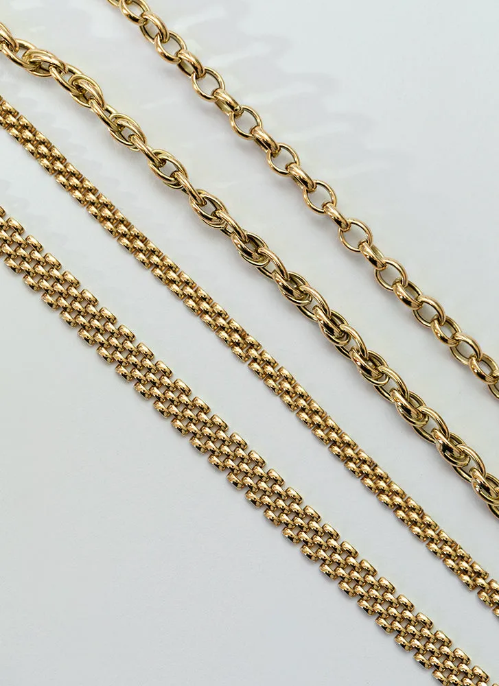 Jasseron 5.0mm double chain bracelet 14k gold