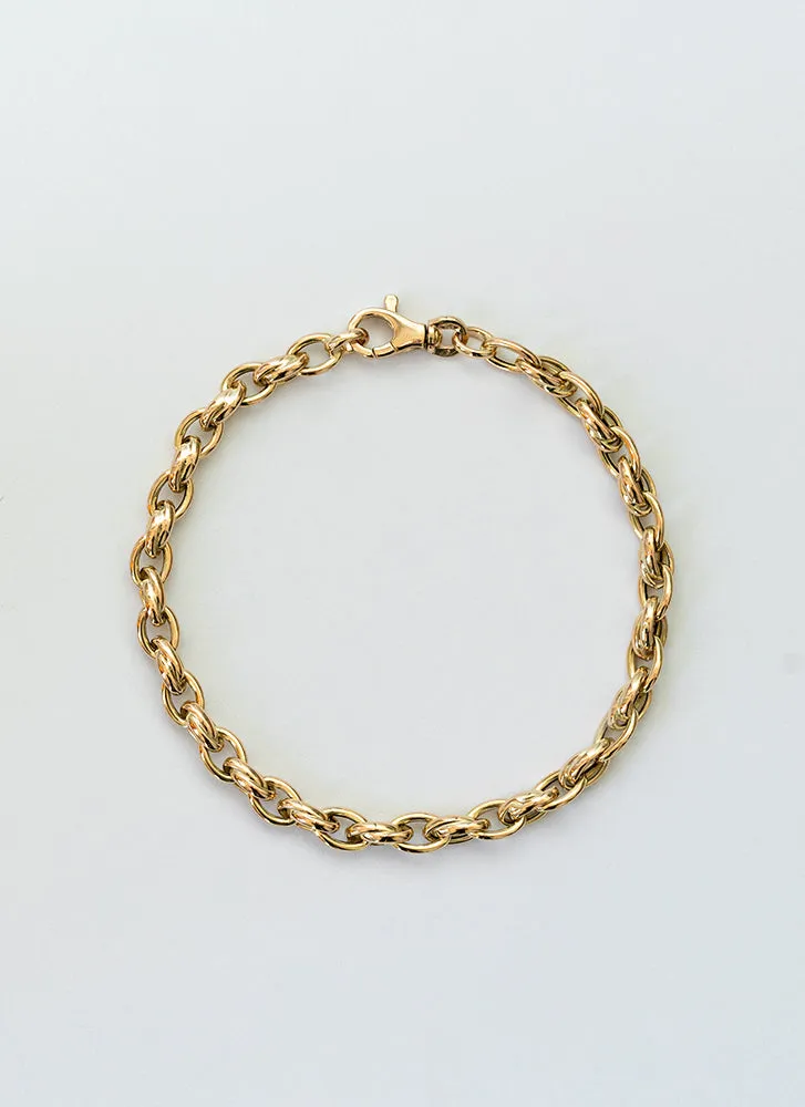 Jasseron 5.0mm double chain bracelet 14k gold