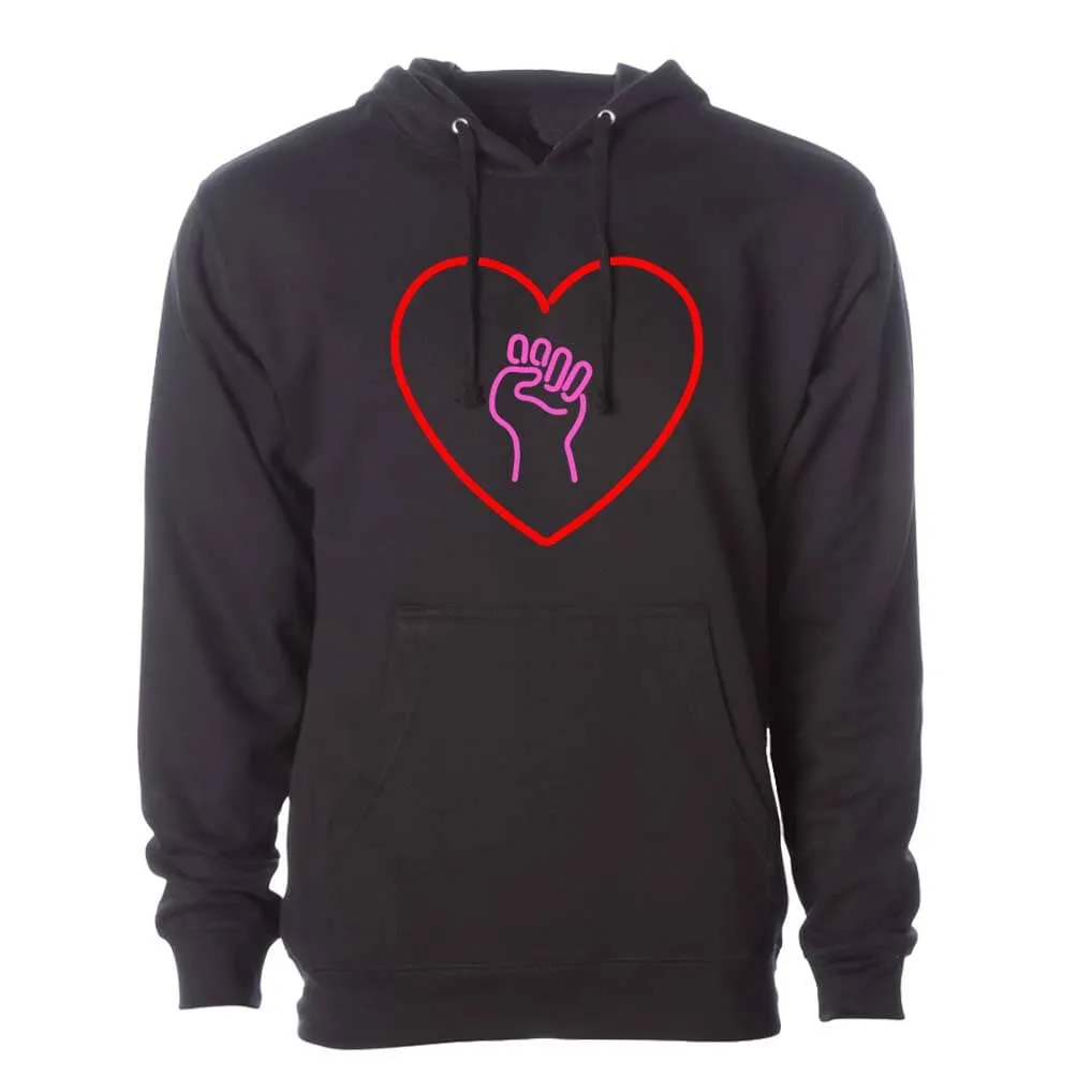 Love As Activism Pullover Hooded Sweatshirt supporting Indivisible