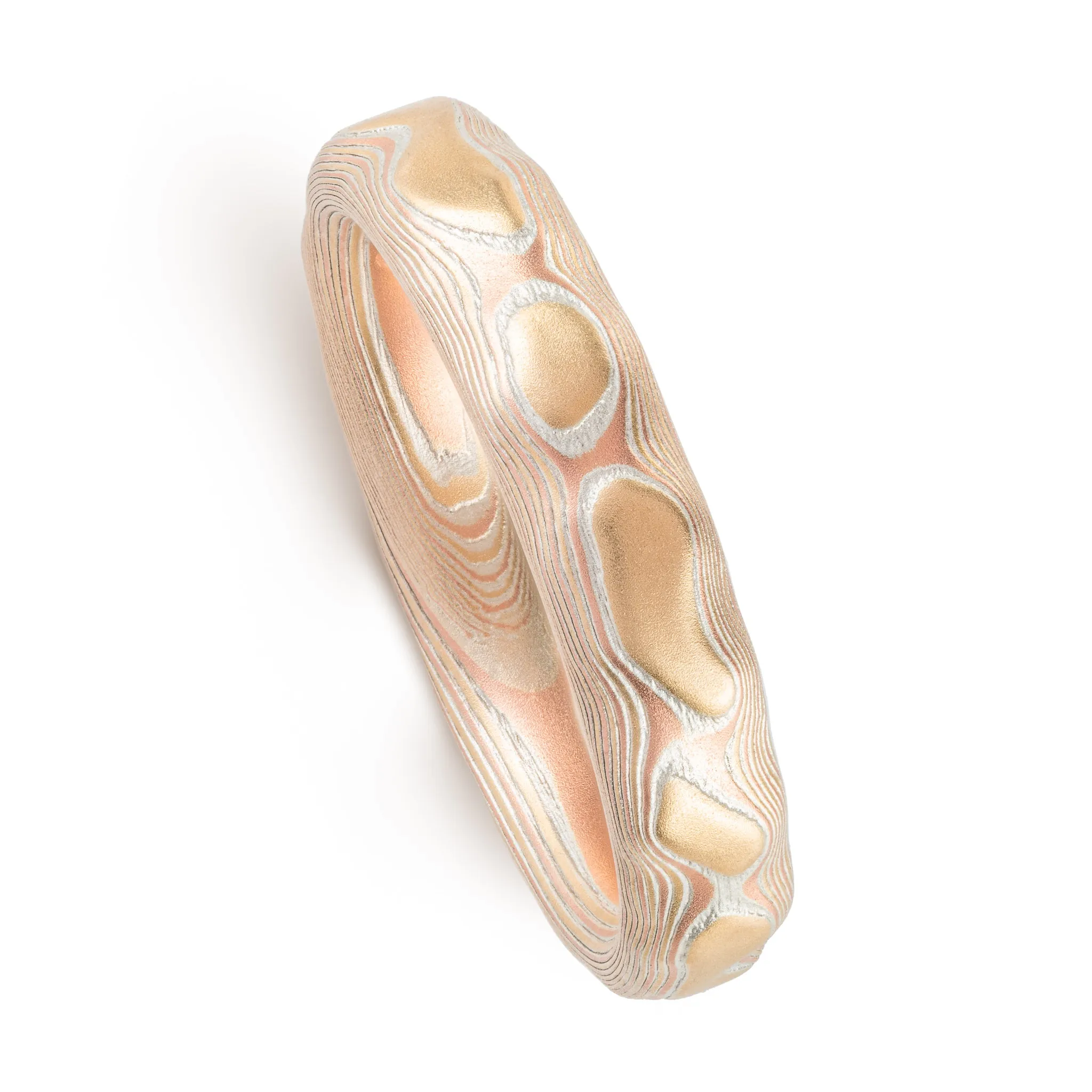 Luminous Mokume Gane Ring in Fire Palette and Guri Bori Pattern