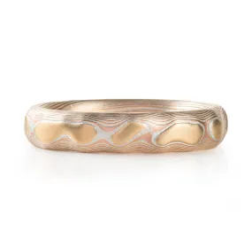 Luminous Mokume Gane Ring in Fire Palette and Guri Bori Pattern