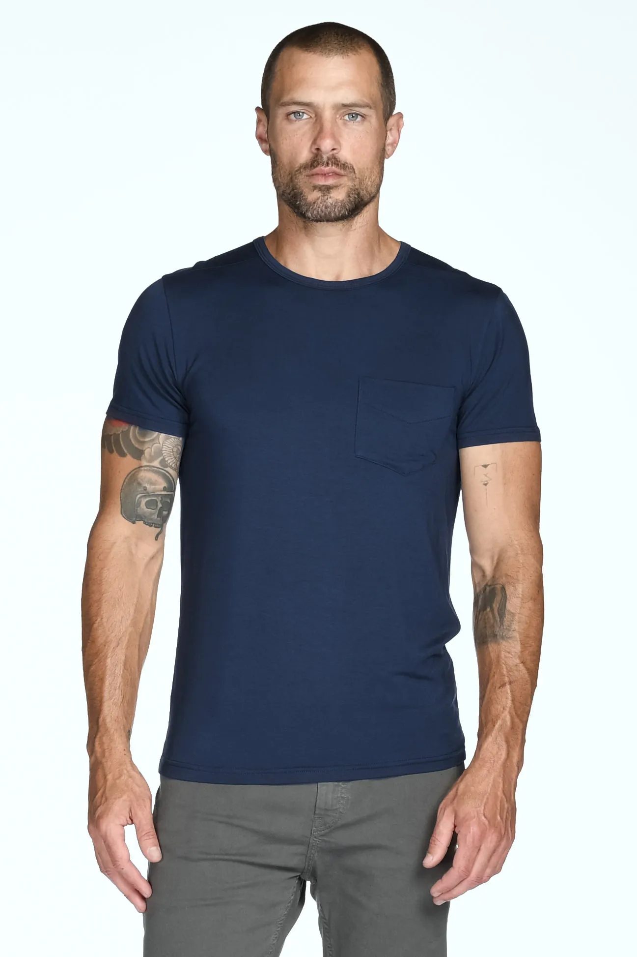 Men's Madison Modal V-Pocket Crew with Shoulder Seam