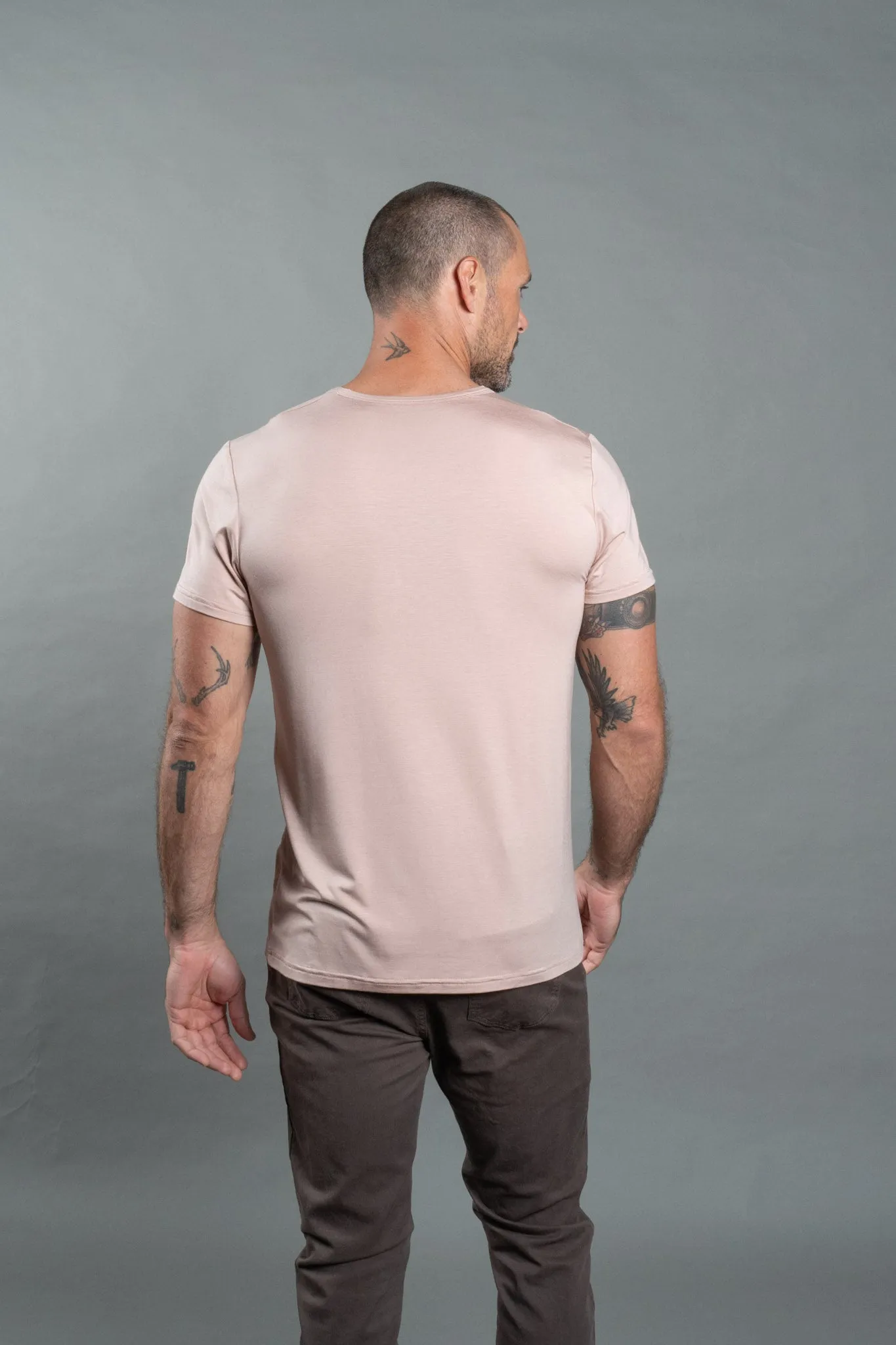 Men's Madison Modal V-Pocket Crew with Shoulder Seam