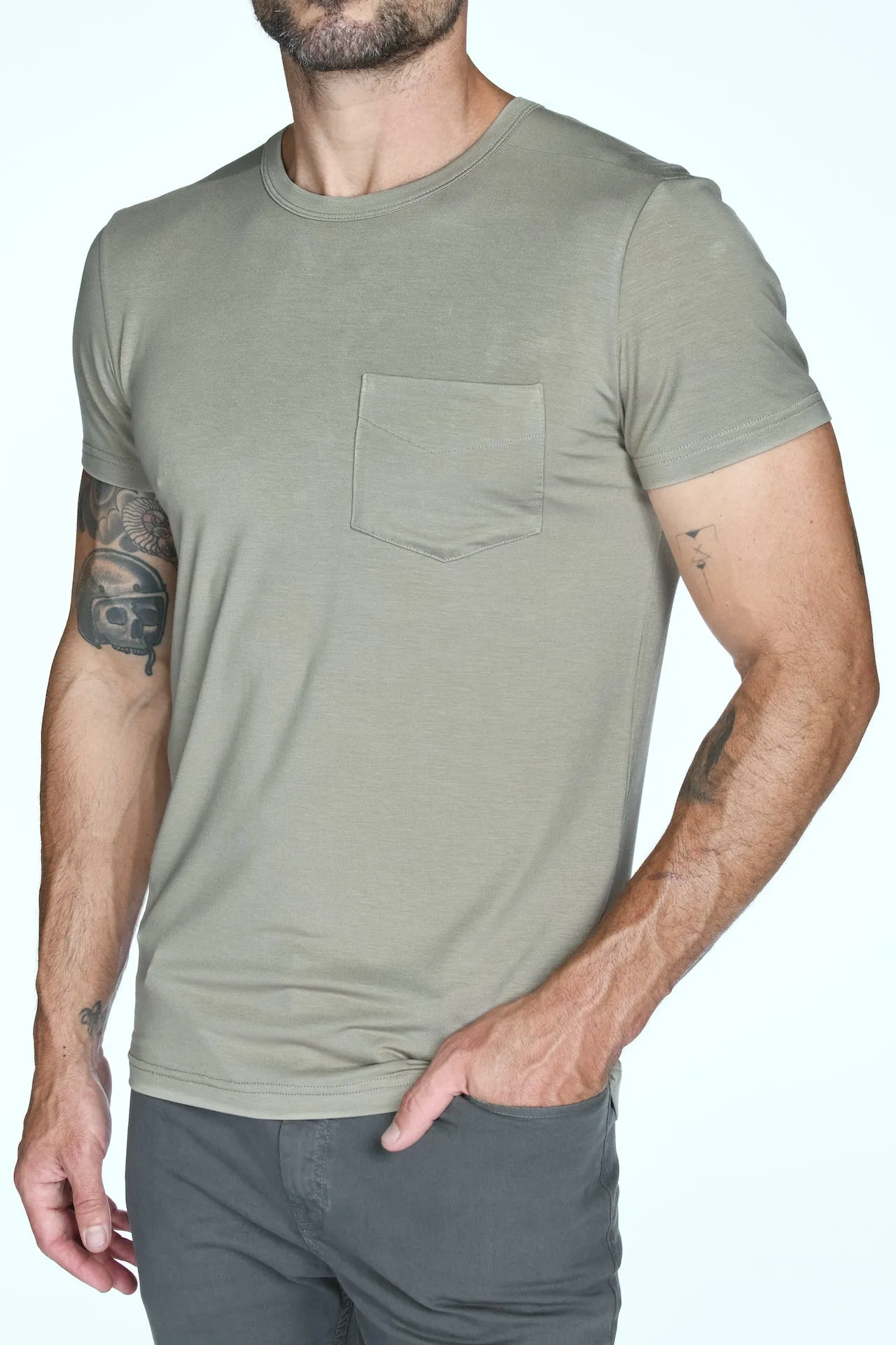 Men's Madison Modal V-Pocket Crew with Shoulder Seam