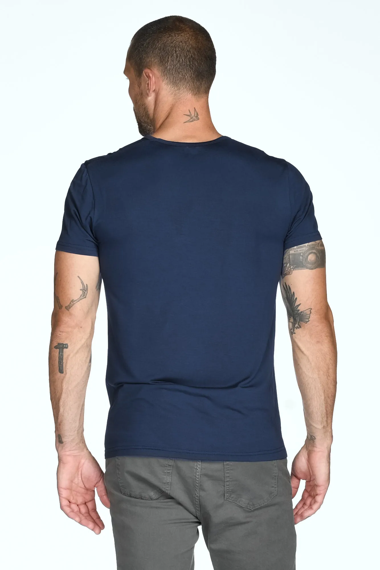 Men's Madison Modal V-Pocket Crew with Shoulder Seam