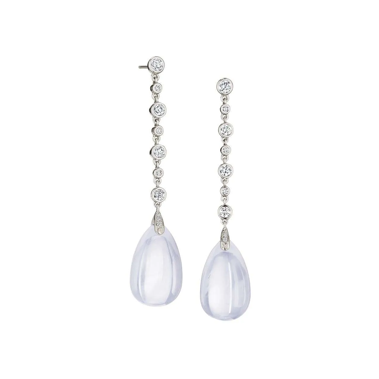 Mogul Moon Quartz and Diamond Drop Earrings