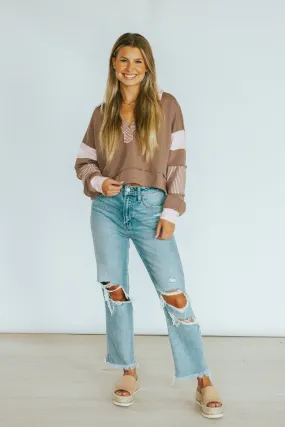 Nothing Like It Brown-Pink Terry Sweatshirt Top