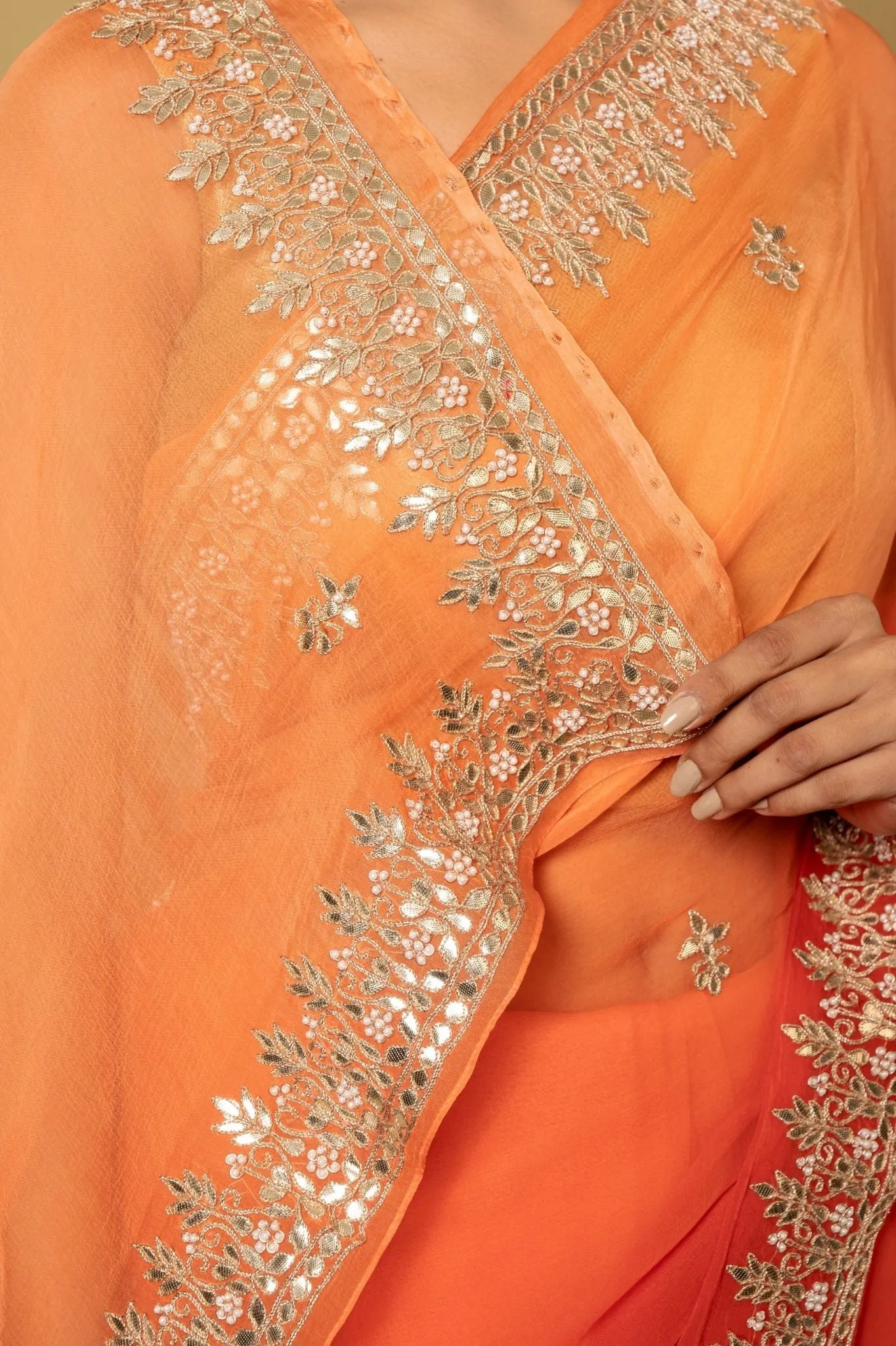 Orange Chiffon Saree