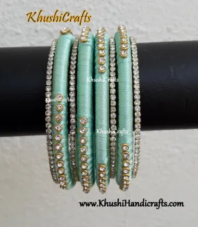 Pastel Green silk thread Designer bangles