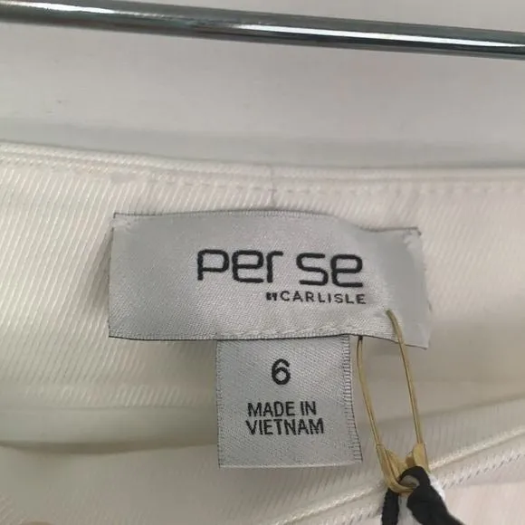 PerSe NWT White Wire Slacks with Slit