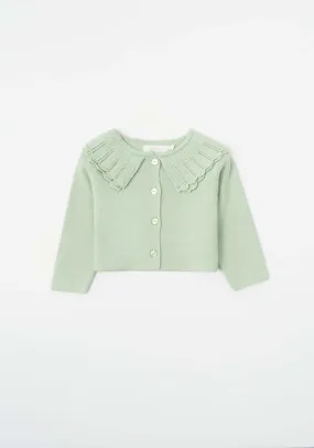 Ruffled Knit Cardigan - Green