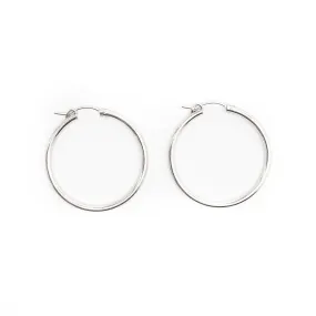 Thin Silver Hoops 35-60mm