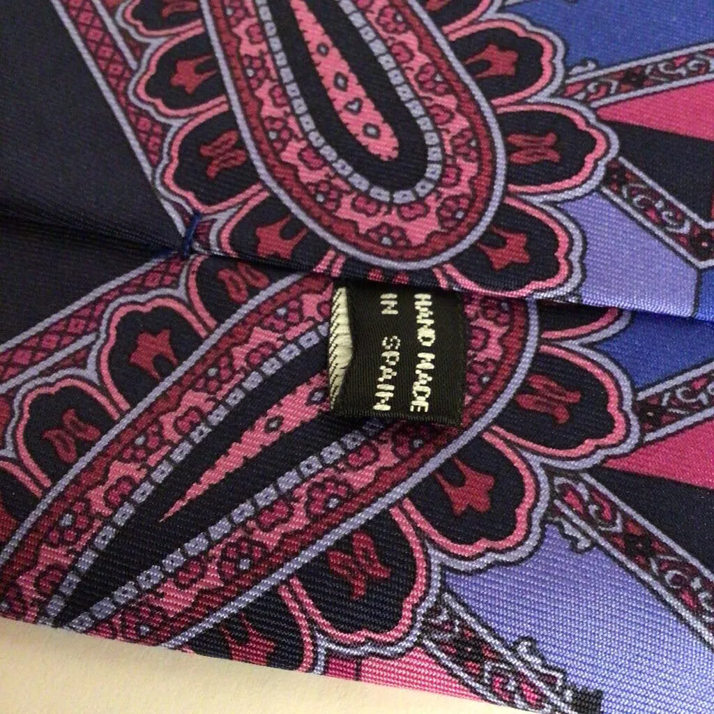 Versace Silk Necktie, Blue & Pink Geometric