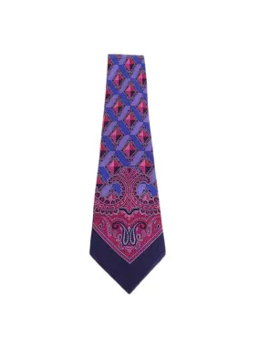 Versace Silk Necktie, Blue & Pink Geometric