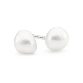 White Gold Australian South Sea Seedless Pearl Stud Earrings