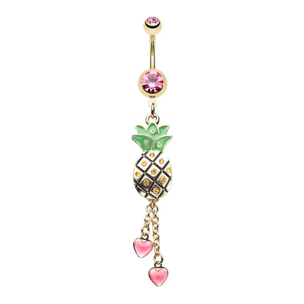 WILDKLASS Golden Juicy Pineapple Fruit Dangling Belly Button Ring